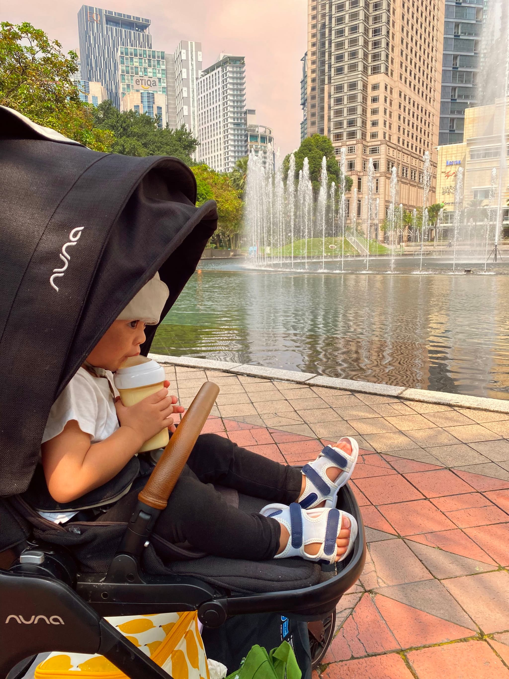 Relaxing by the KLCC Fountain